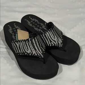 Roberta Bridal Black and Silver Zebra Sandals